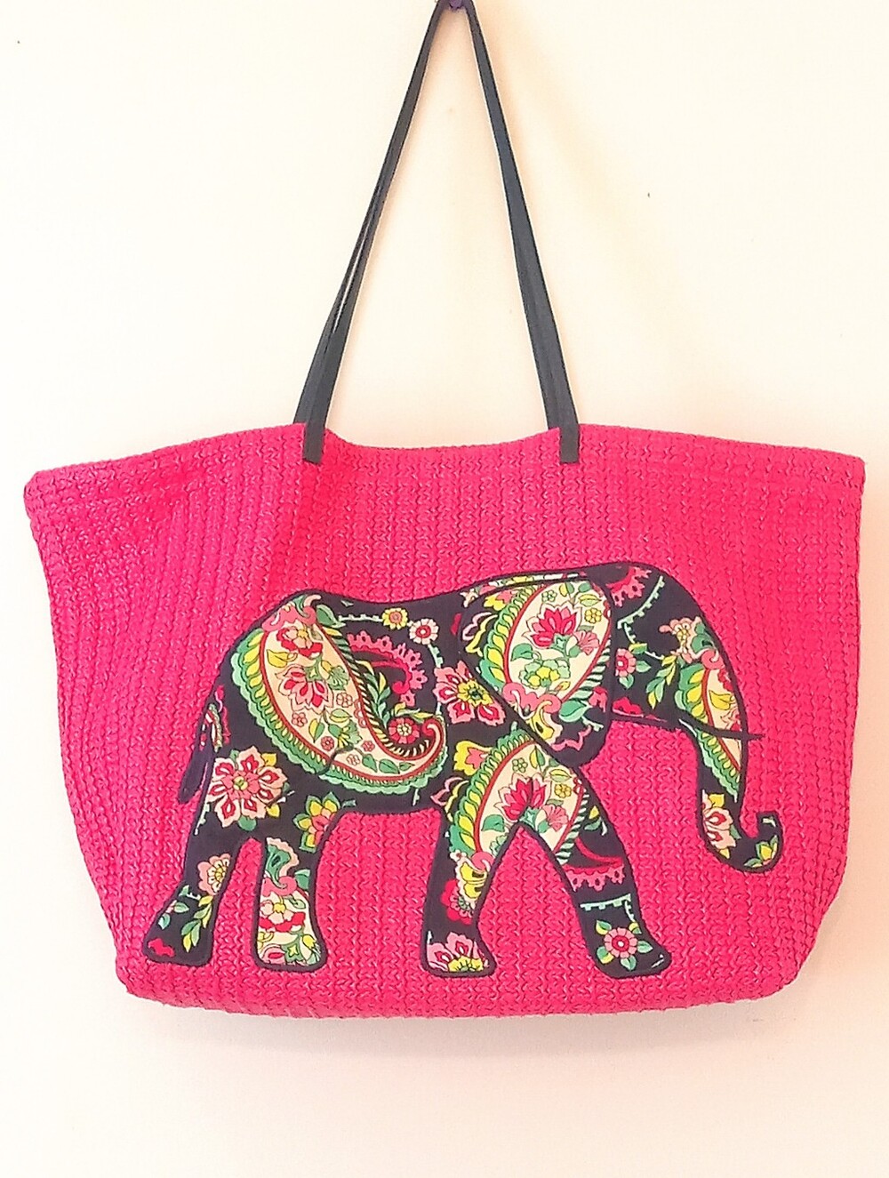 Vera Bradley Women’s Large Straw Tote “PETAL PAISLEY" Retired Design Super Cute